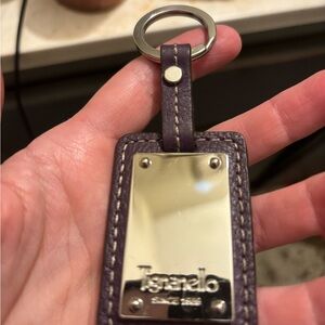 Tignanello brown Leather Key Fob with Shiny Metal Plate